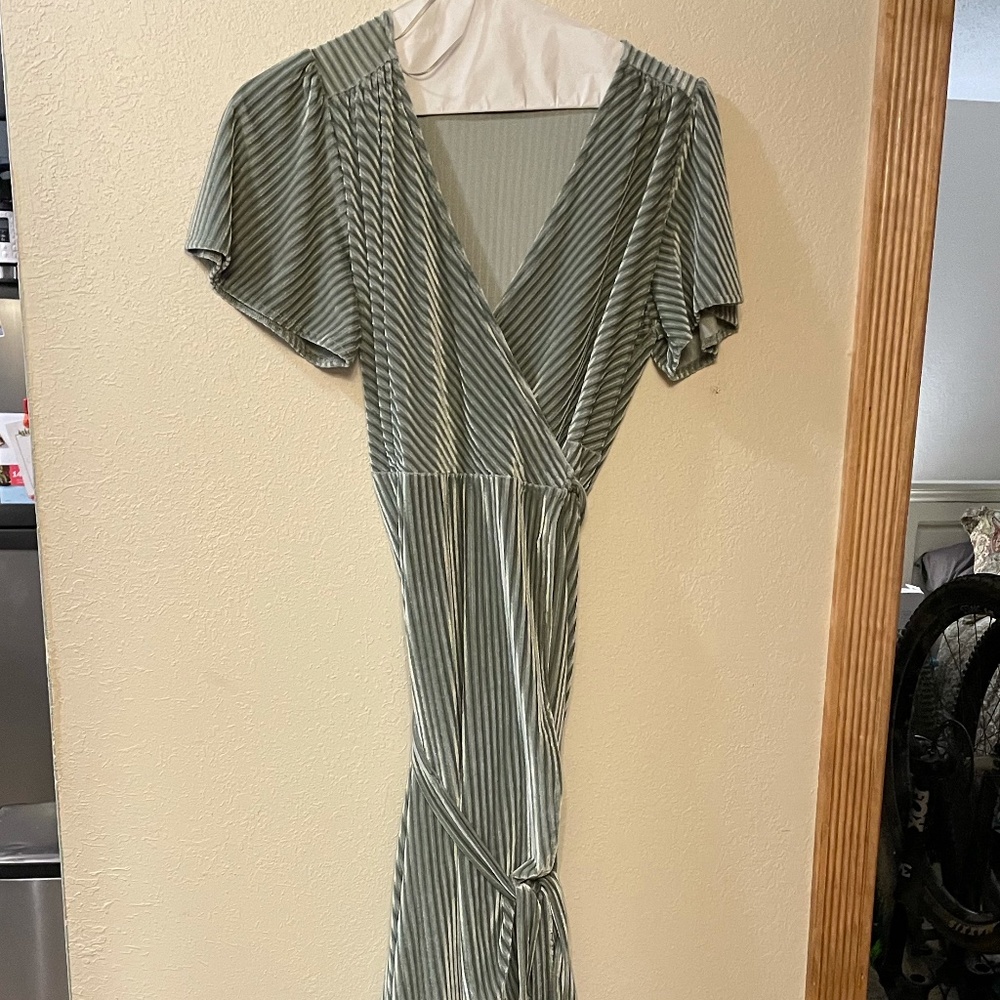 Baltic Born Andi Dusty Sage Velvet Wrap Dress